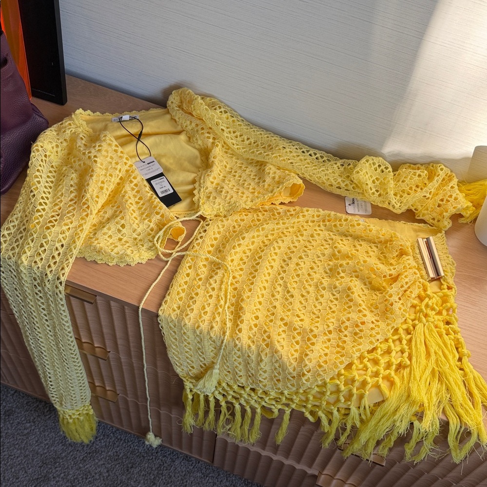 NWT SET Yellow Crochet set